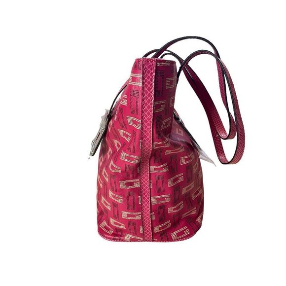 Guess Womens Monogram Signature Shoulder Bag Purse Pink Zippered Pockets New - Picture 9 of 16